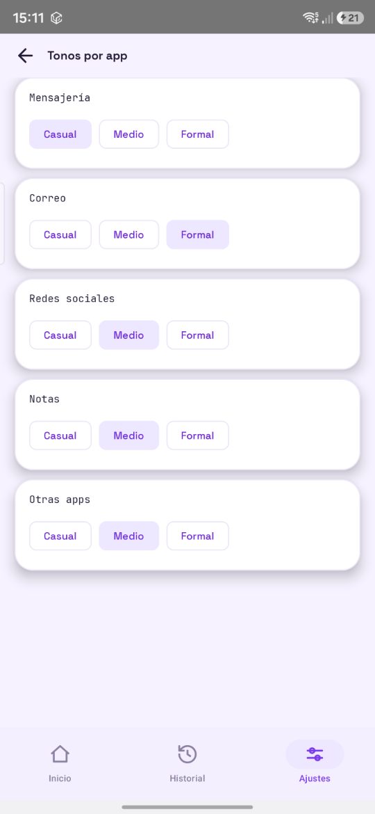Ajuste de tono por categoría de app